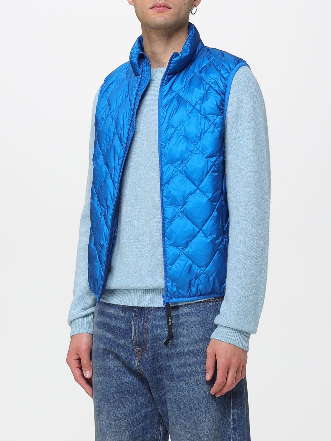 Suit Vest Men color Gnawed Blue