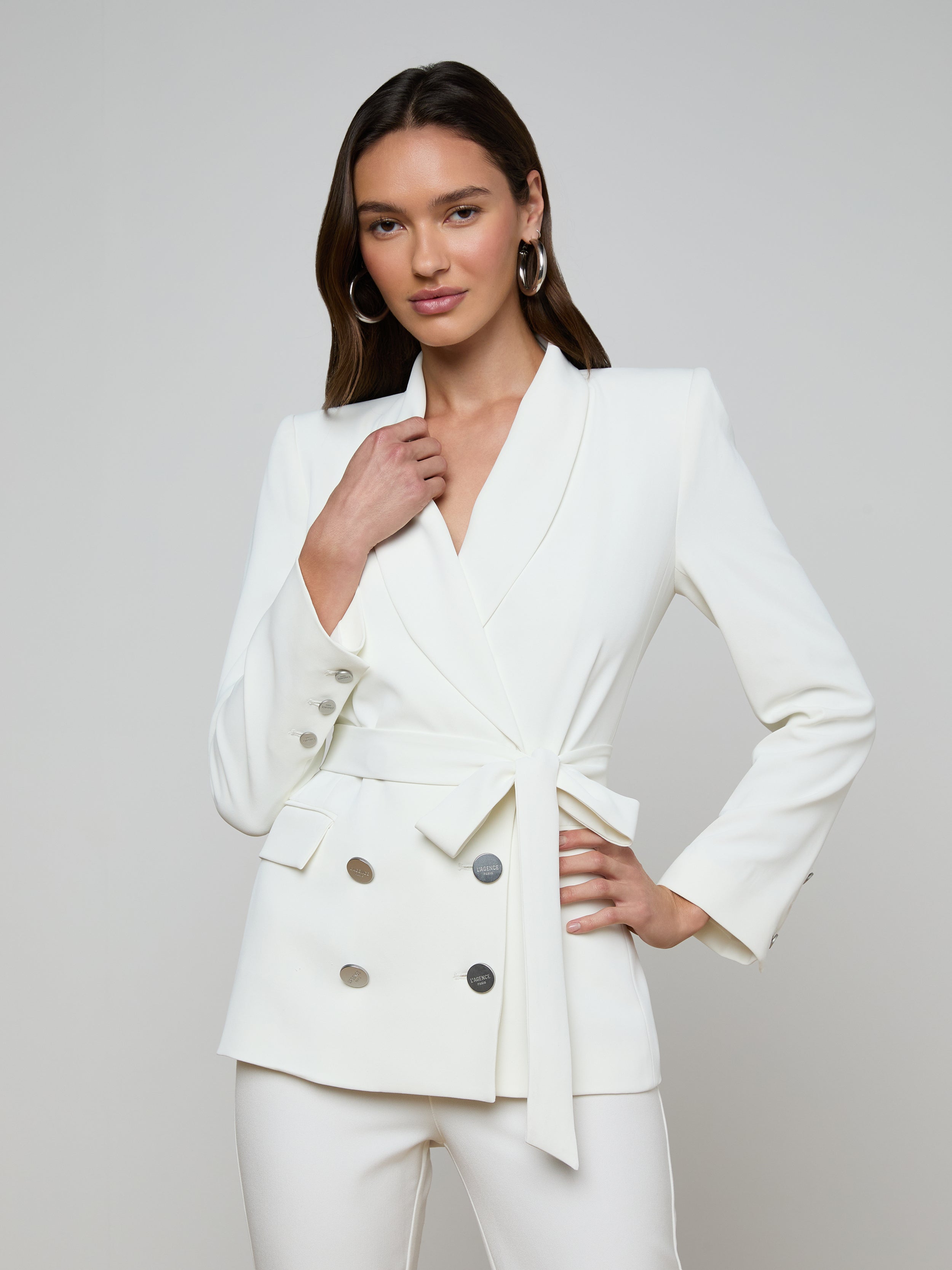 Aven Wrap Blazer In Ivory