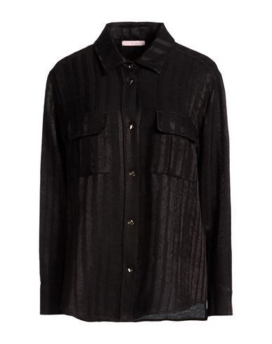 Woman Shirt Black Size 10 Virgin Wool, Silk