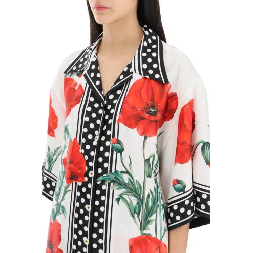 Floral-print silk shirt - White