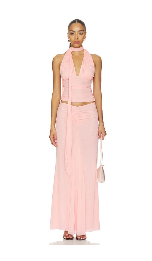 MAJORELLE Chantal Halter Top in Peach Pink. L also in M, S, XL