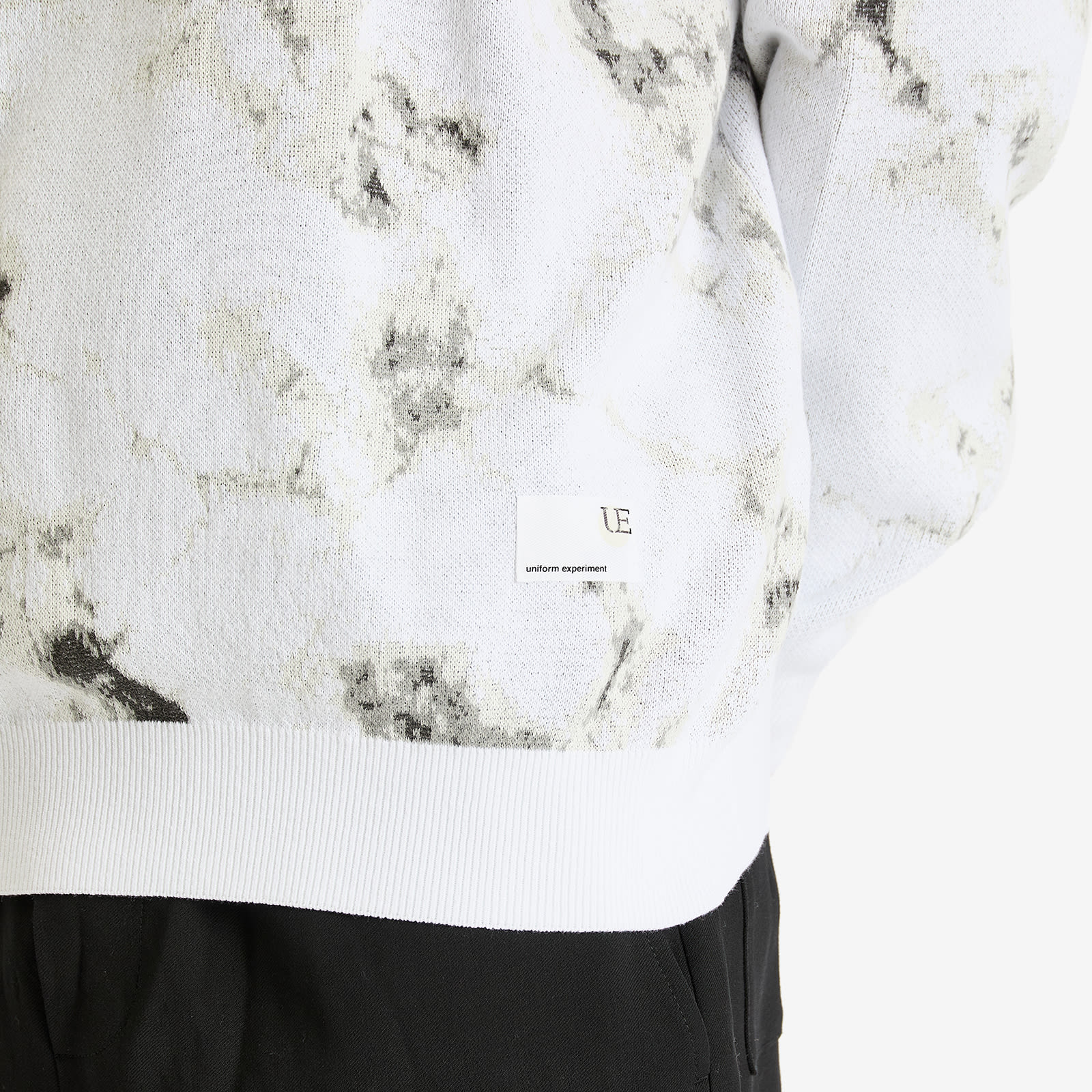 Uniform Experiment Men's Marble Jacquard Knit Sweater in White