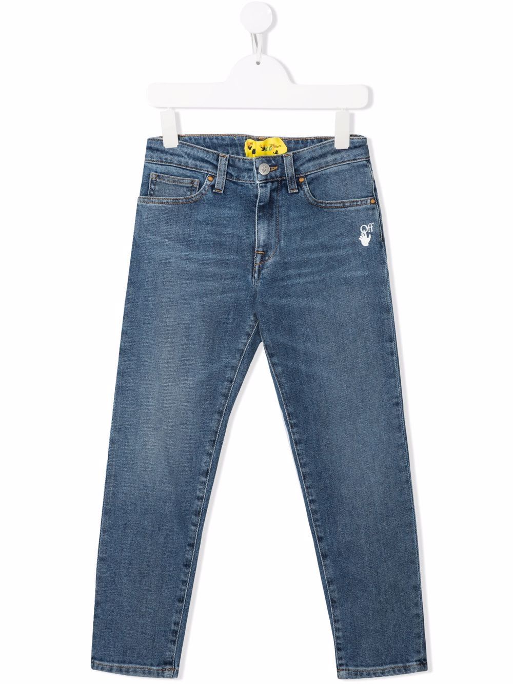 Blue Slim Fit Kids Jeans With Logo And Diagonals
