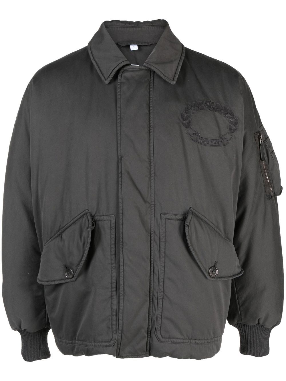 Embroidered-logo bomber jacket - Grey