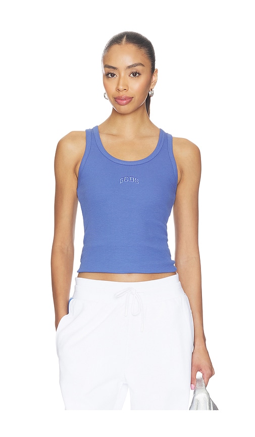 GCDS Rib Logo Lounge Tank Top in Blue. - XXS also in XS