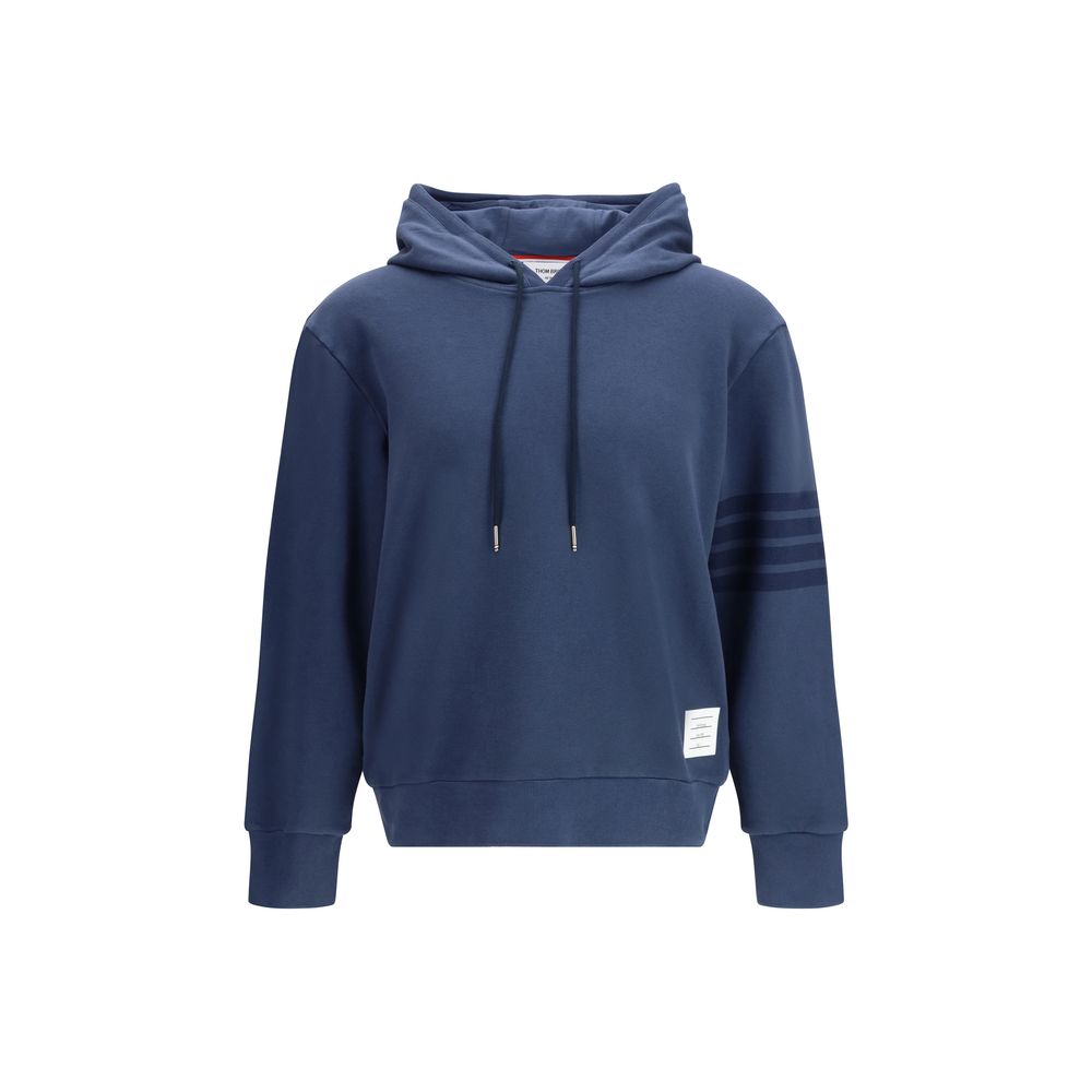 Striped Cotton Hoodie — Navy