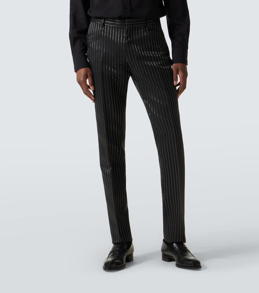 Dylan striped wool and silk suit pants