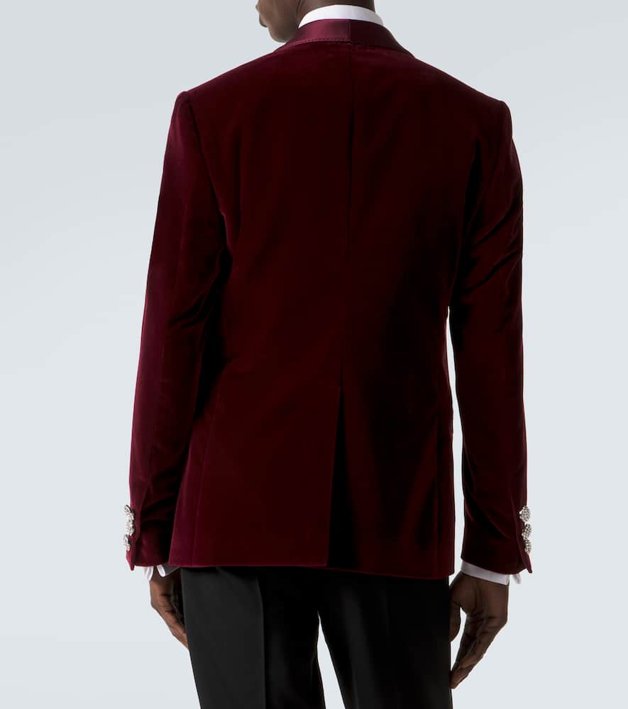 Cotton-blend velvet tuxedo jacket