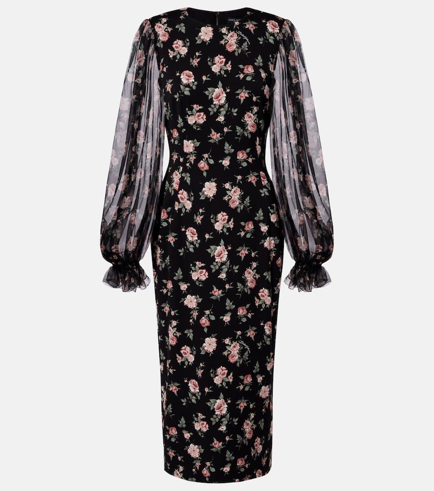 Floral silk-blend midi dress