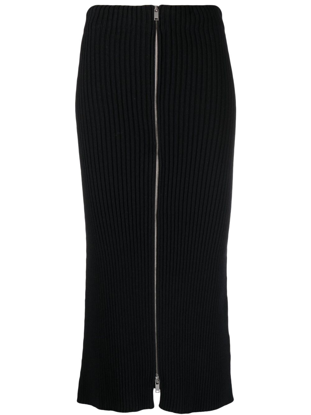 Ribbed-knit cotton pencil skirt - Black