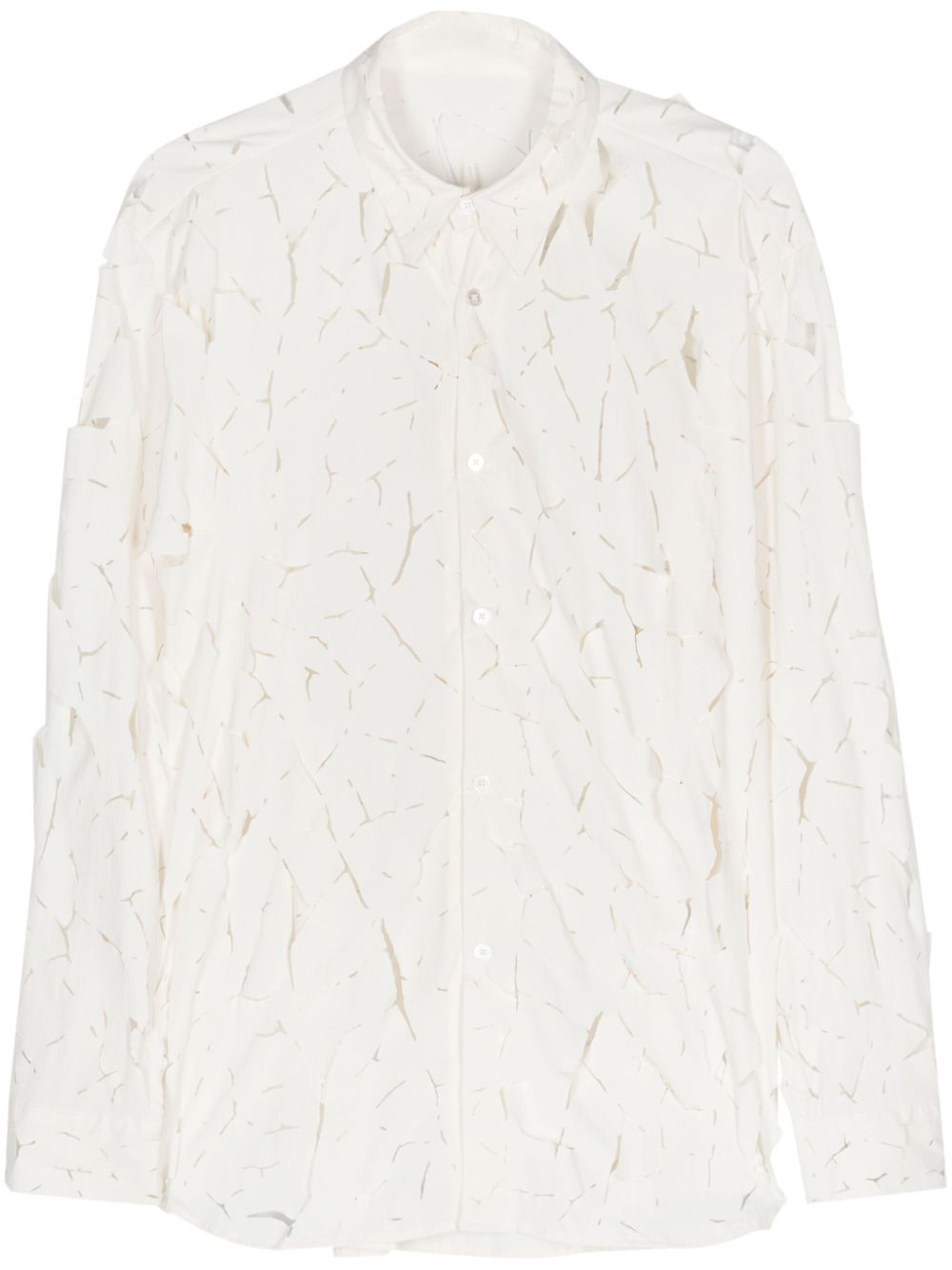 Cut-out detail long-sleeve shirt - White