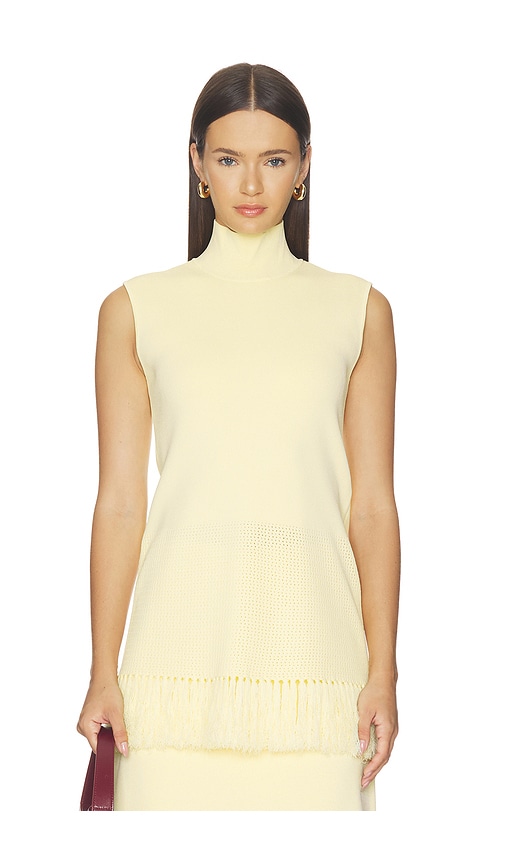 Clea Tiama Fringe Hem Knit Top in Lemon. - XS also in S