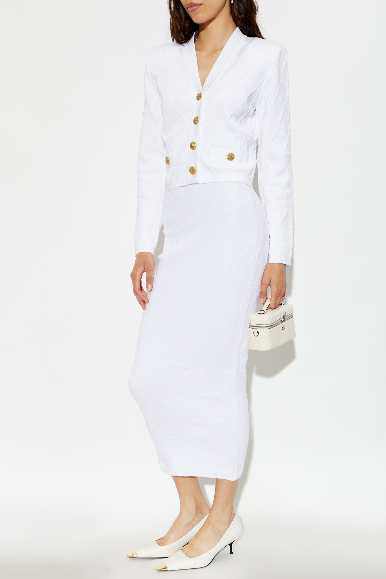 Cardigan With Decorative Pockets, Women's, White