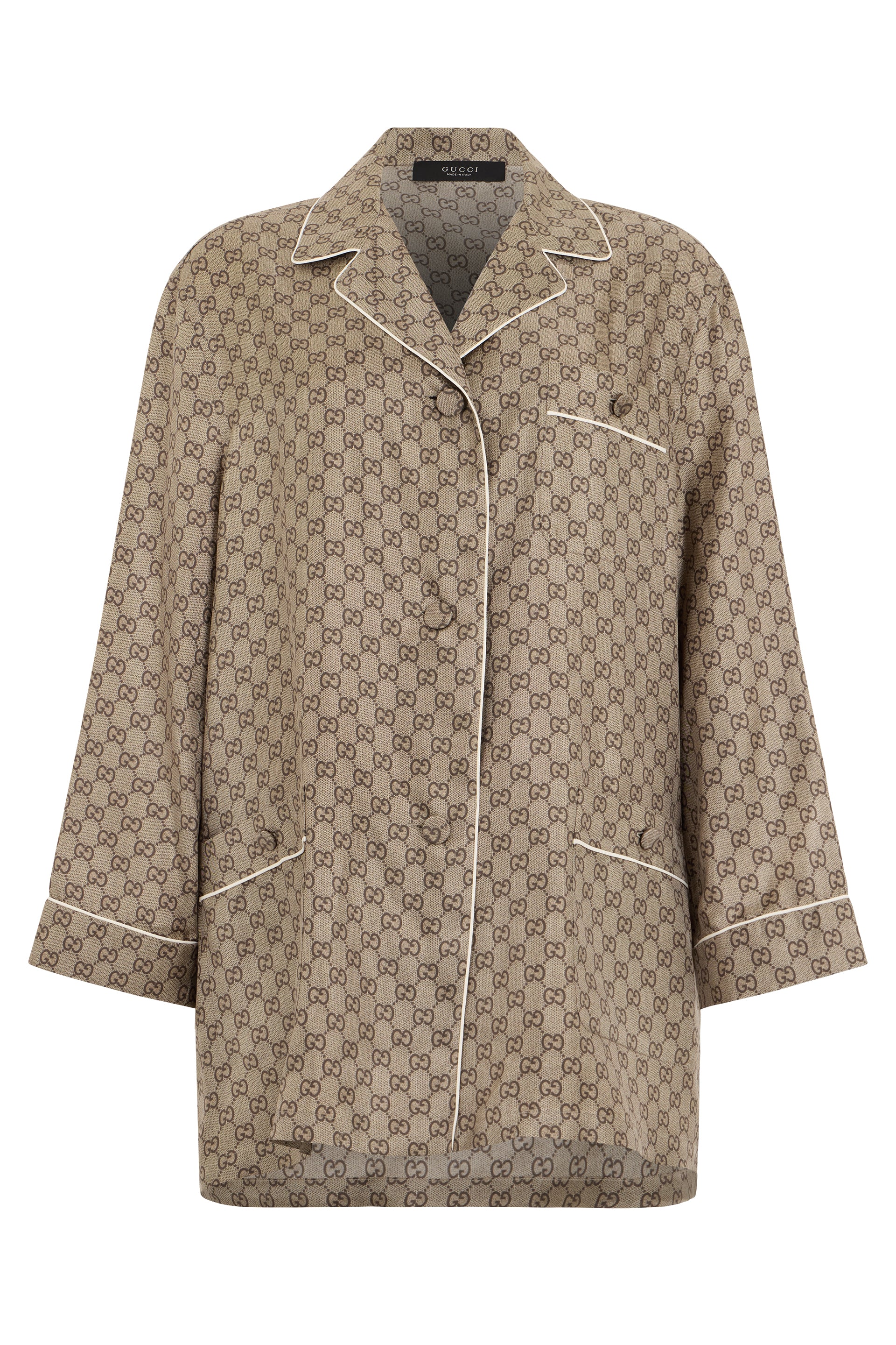 Monogram Lightweight Silk Button-Front Shirt Jacket