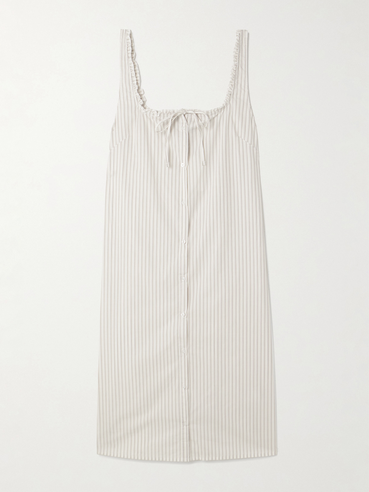 Ruffled Striped Organic Cotton-poplin Dress - White