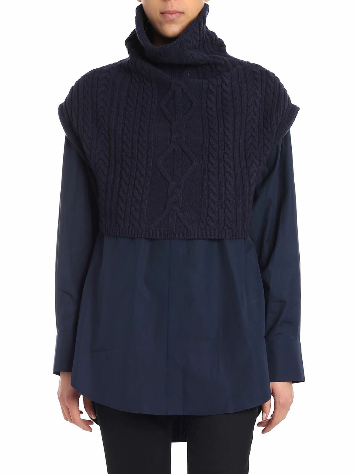Blue shirt with Mandarin collar