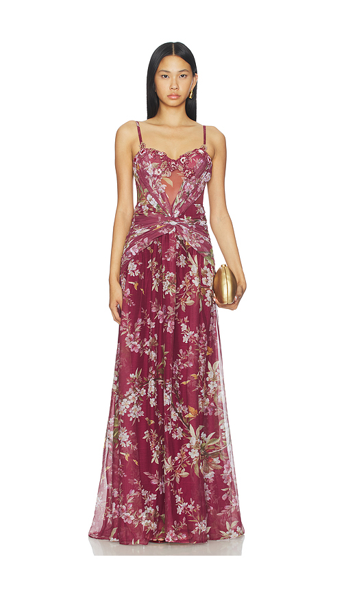 PatBO Delicata Beaded Gown in Red. 2. Also