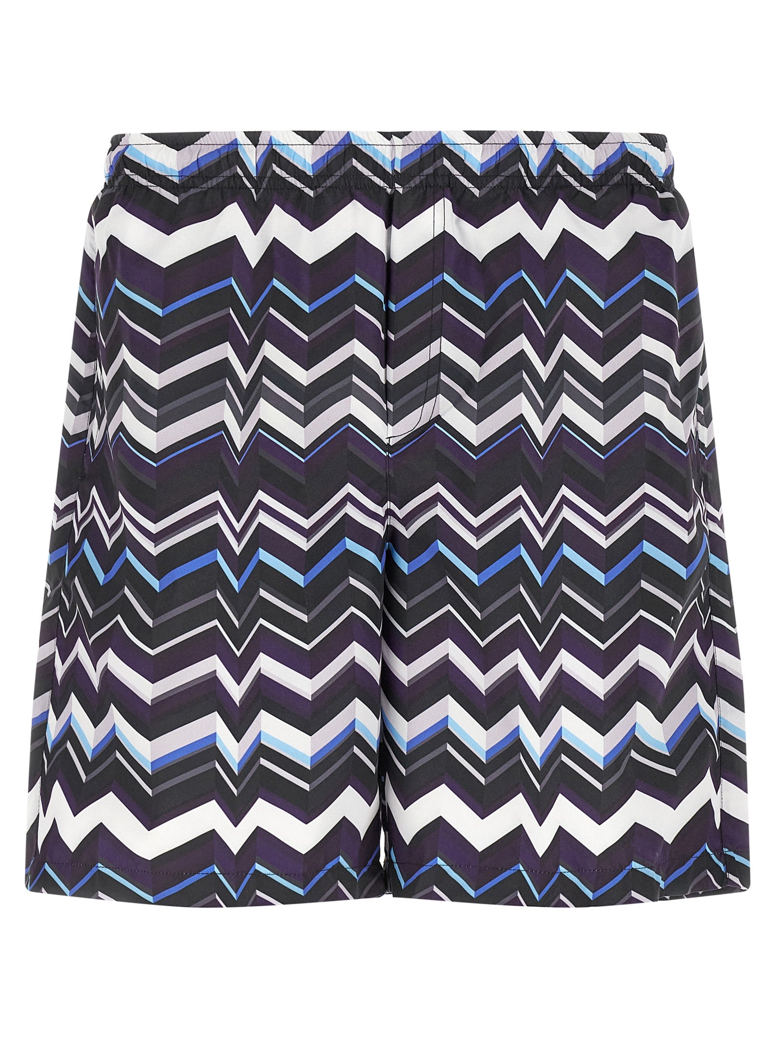 Chevron-Patterned Swim Shorts — Multicolor
