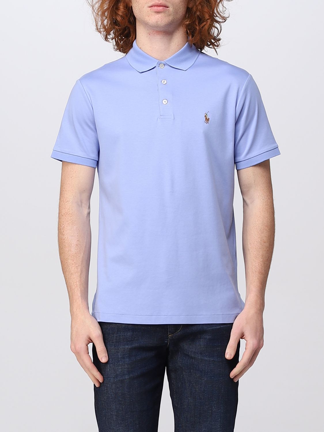 Polo Shirt Men color Gnawed Blue