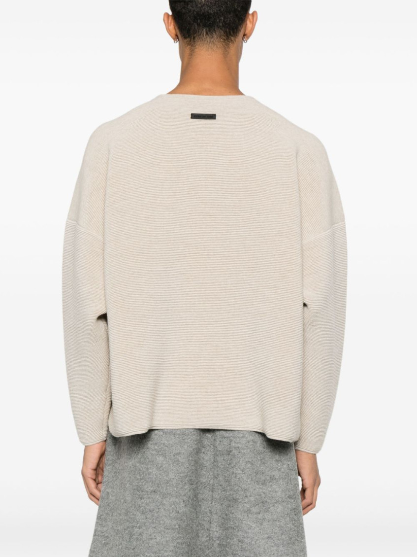 Beige Ottoman straight neck sweater