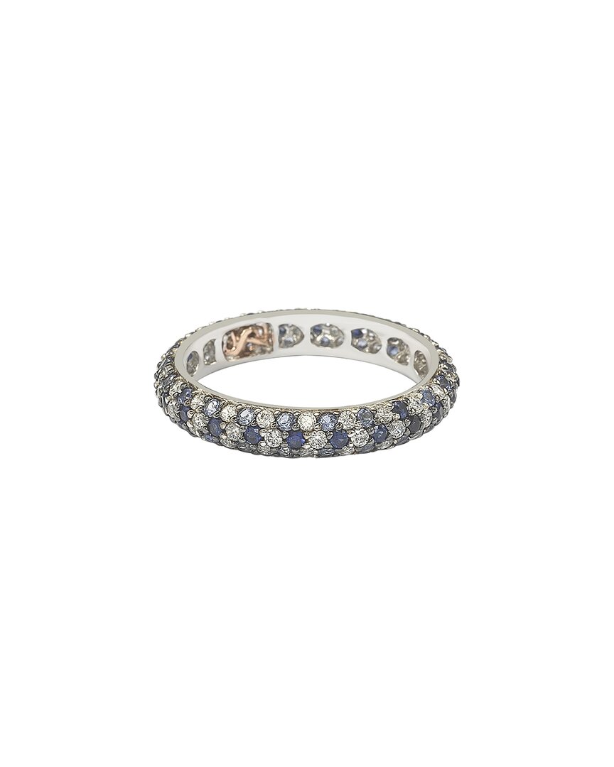 Silver 0.02 Ct. Tw. Diamond & Sapphire Eternity Ring