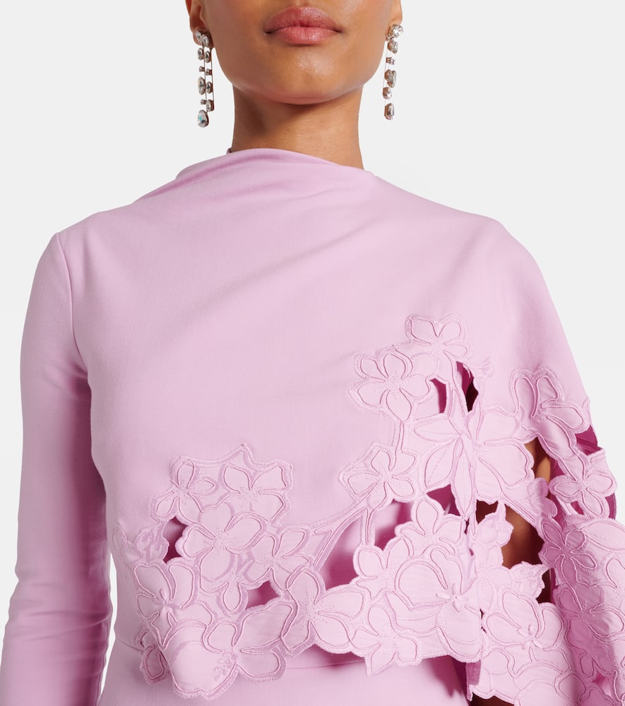 Cape-detail wool-blend midi dress