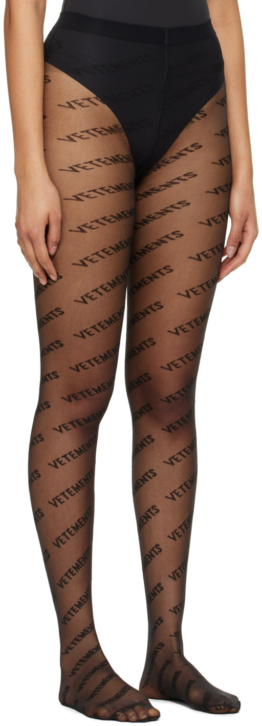 VETEMENTS Black Wolford Edition Monogram Logo Tights