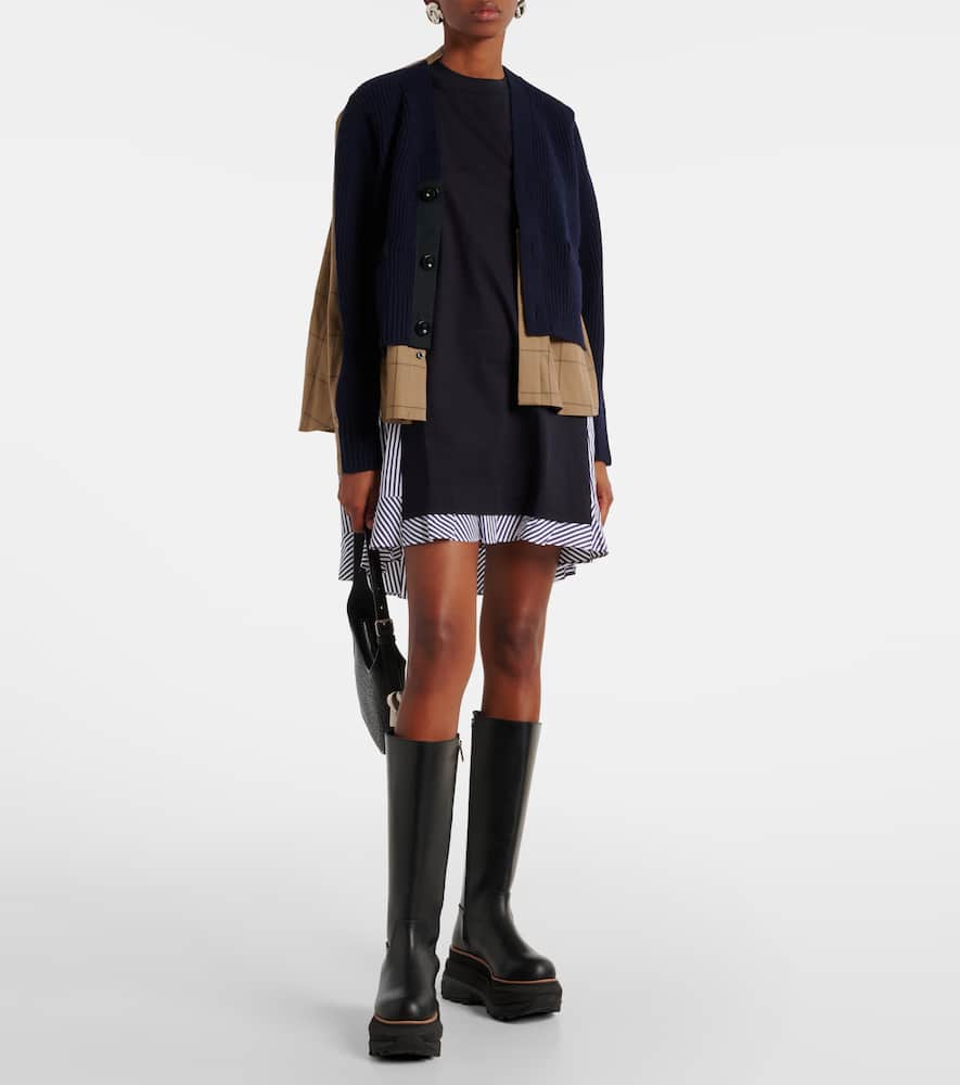 Layered wool-blend cardigan