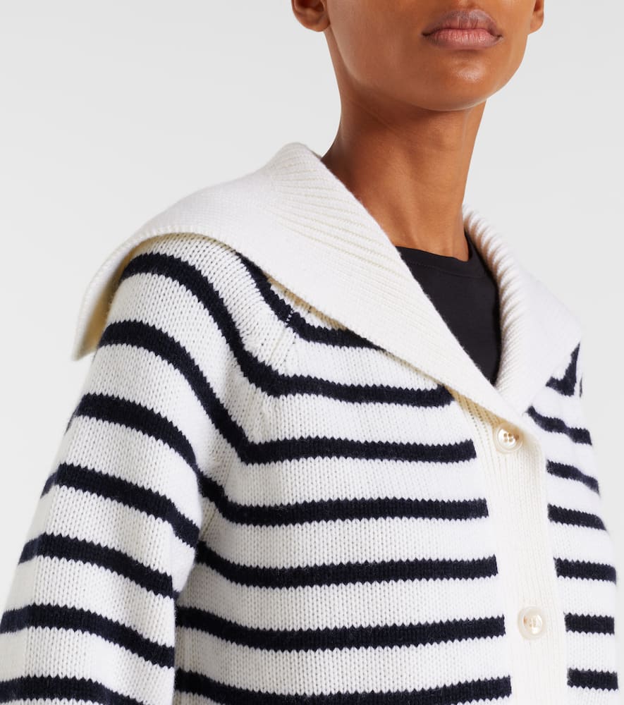 Striped wool and cashmere cardigan