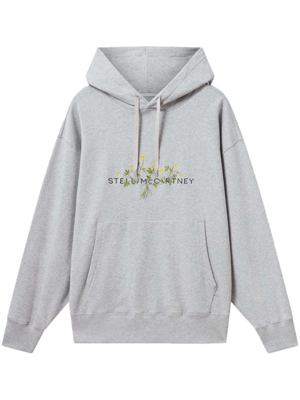 Floral-embroidery hoodie - Grey