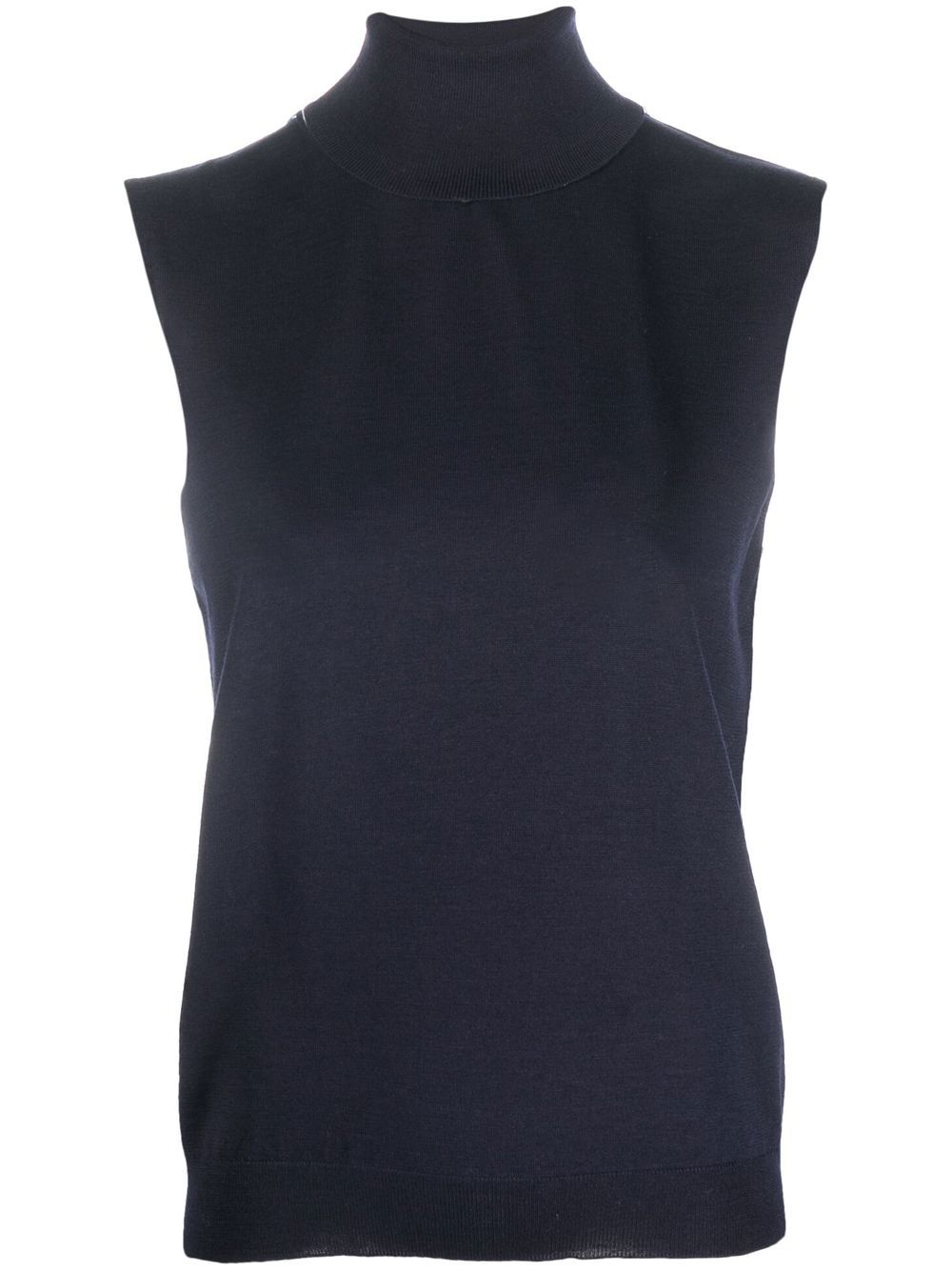 Roll-neck sleeveless knitted top - Blue