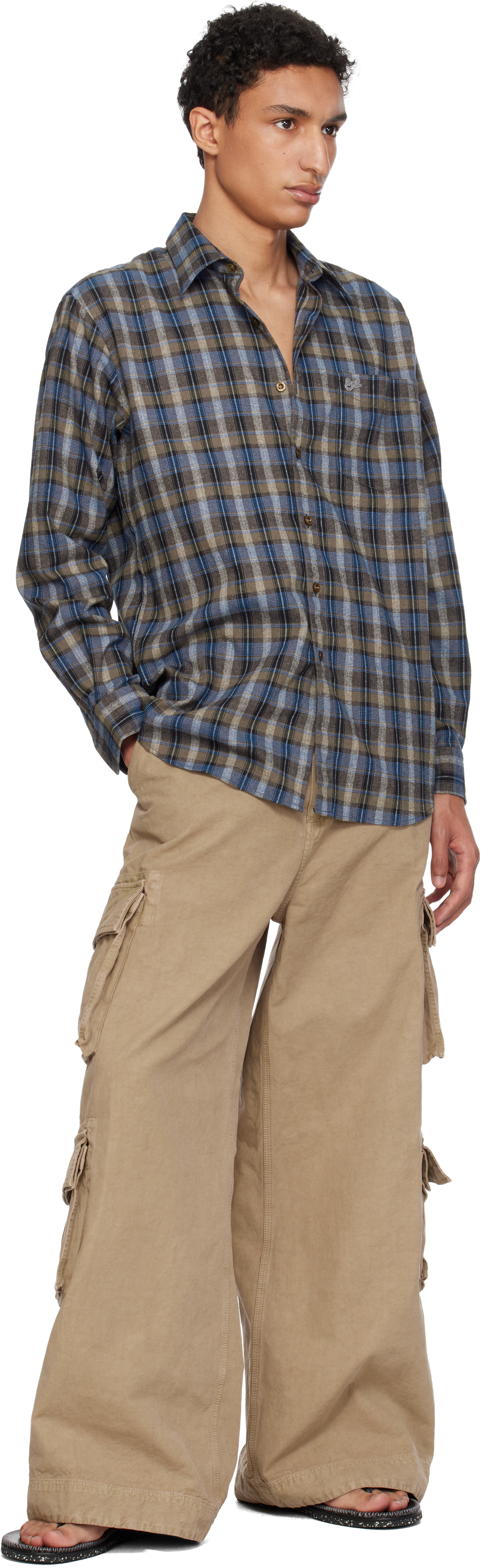 Beige Logo Patch Cargo Pants