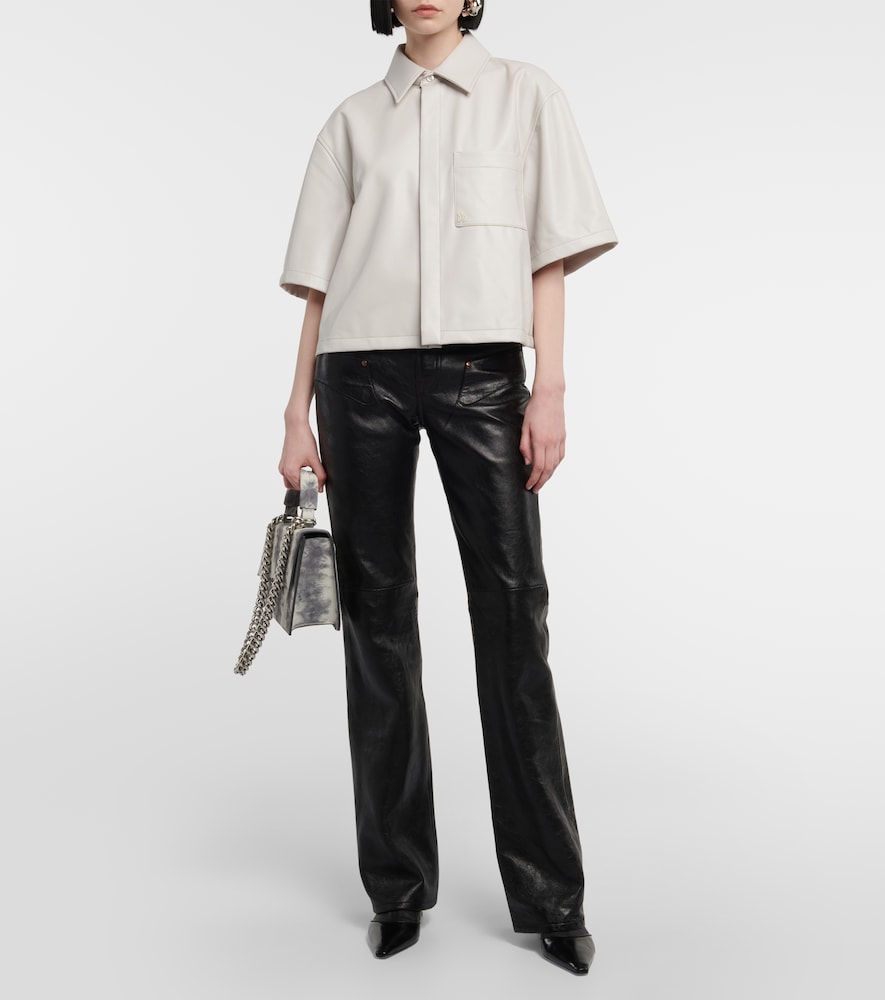 Faux leather overshirt