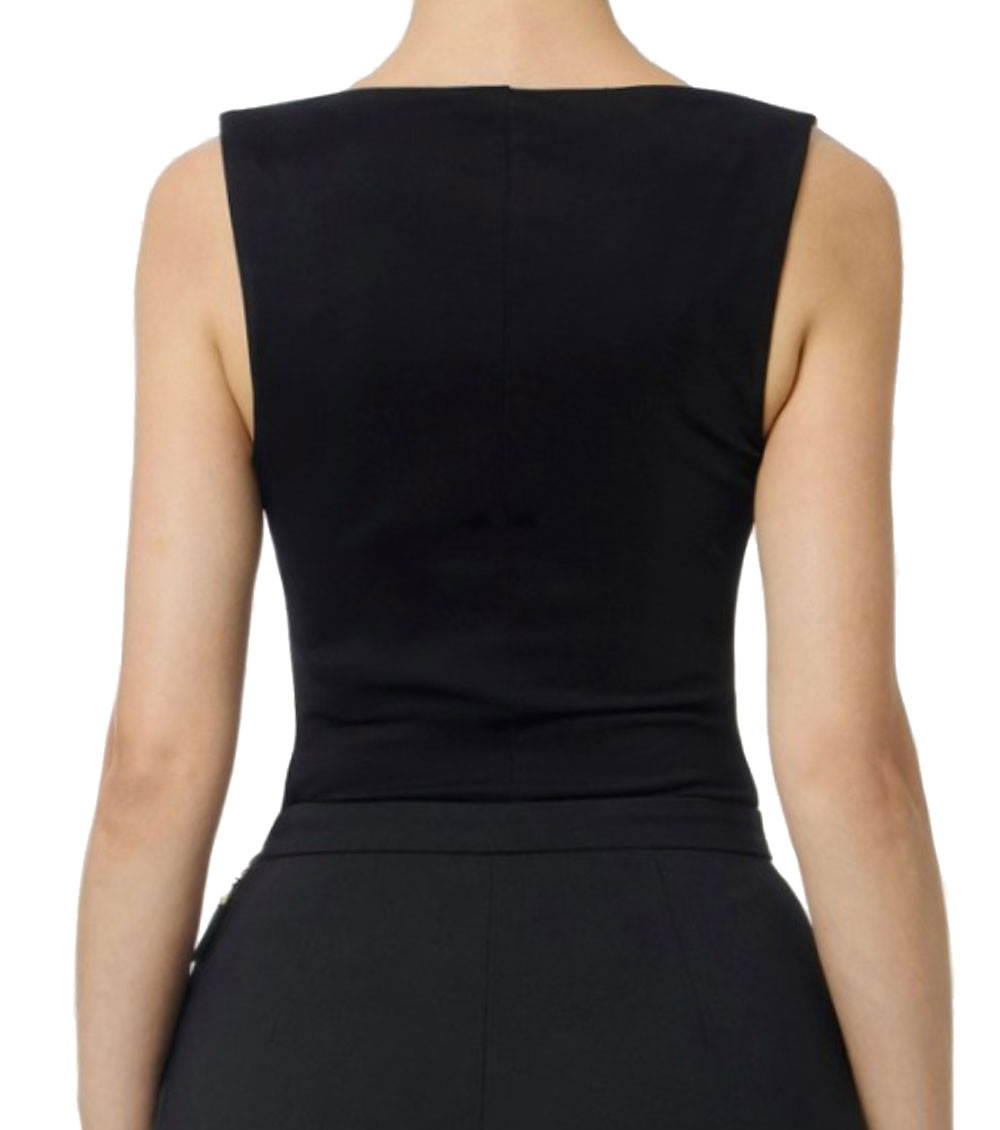 Elisabetta Franchi - fitted sleeveless top gold embellishment