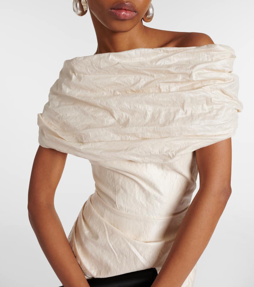 Amber draped cotton-blend midi dress