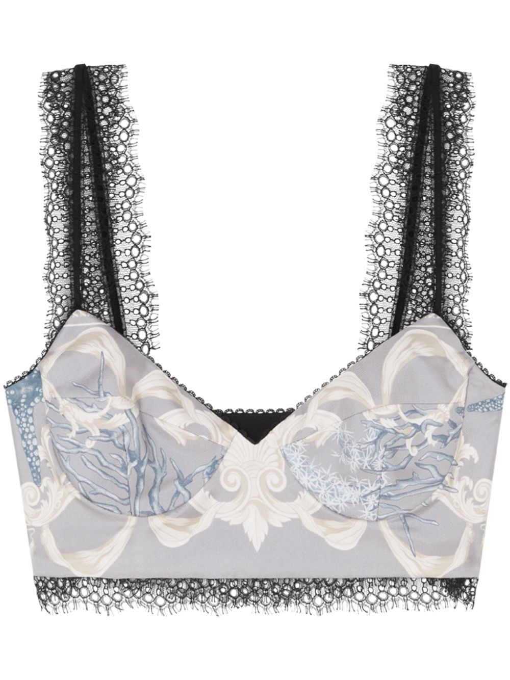 Lace-trim brassiere top - Blue