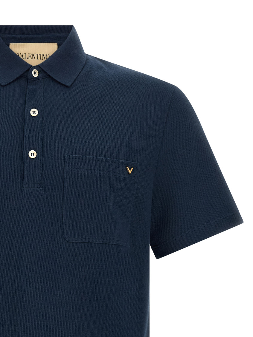 Dark Blue Solid Shirt Collar Polo