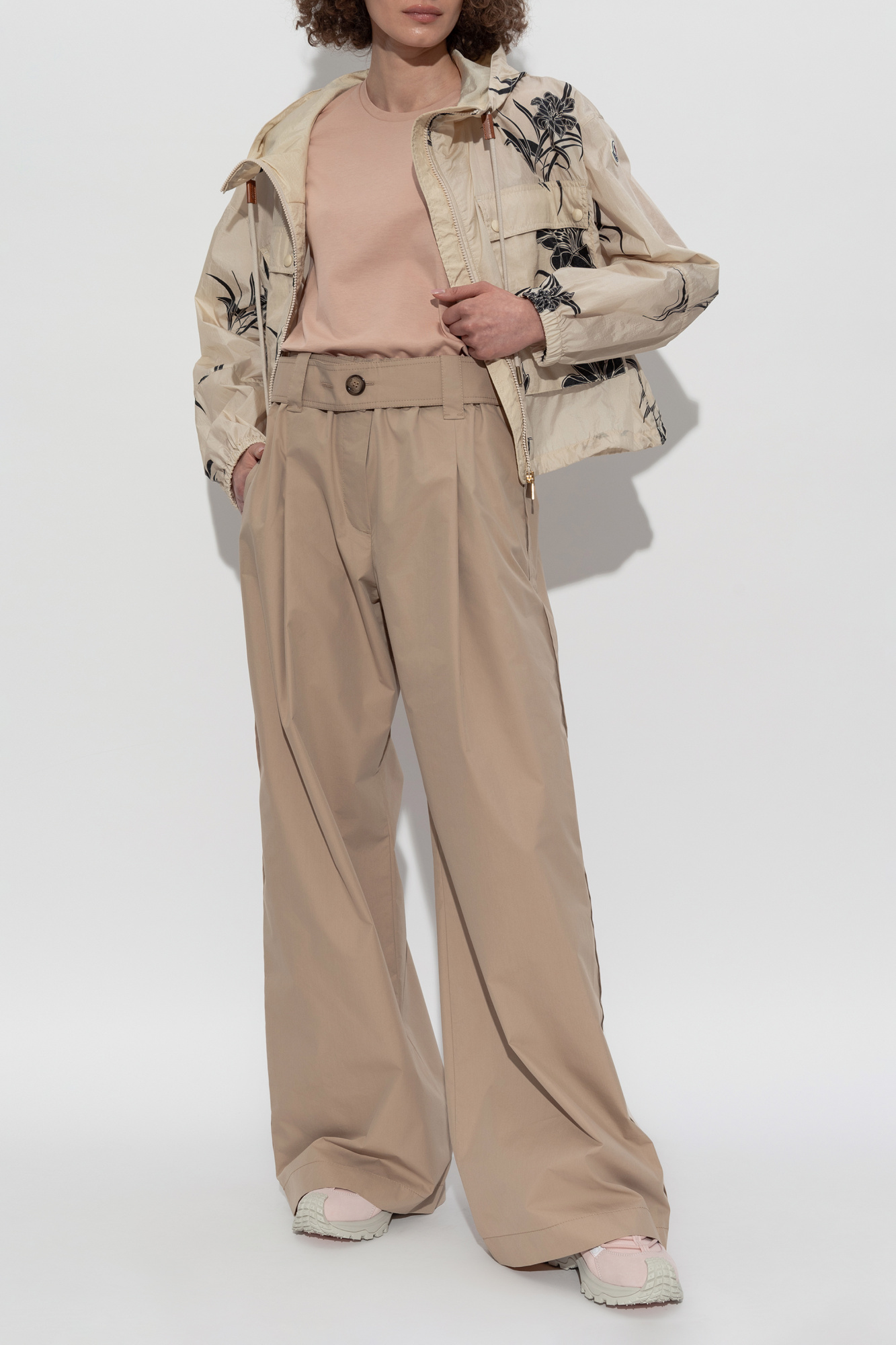 Trousers With Wide Legs, Women's, Beige