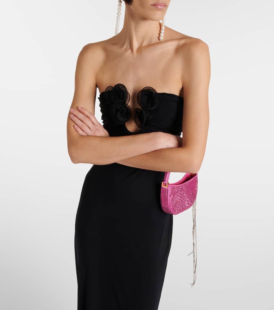 Floral-appliqué maxi dress