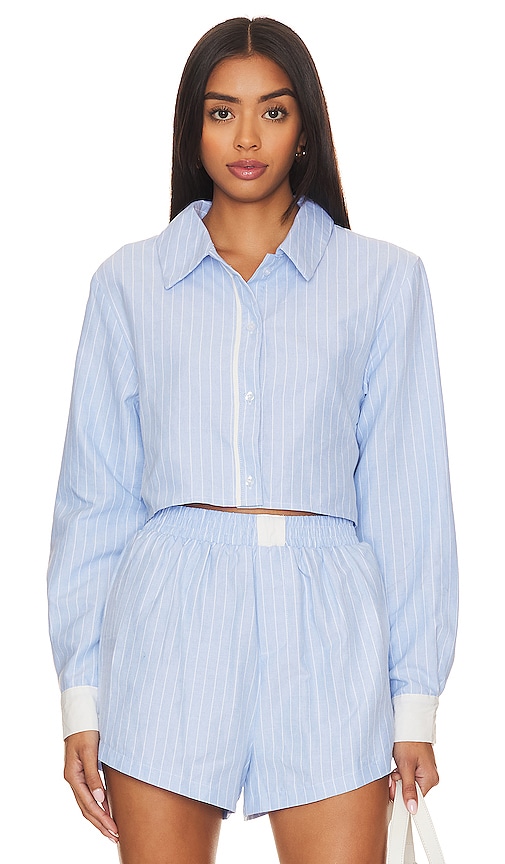 SNDYS x REVOLVE Darian Stripe Top in Baby Blue. -  XXS also in
