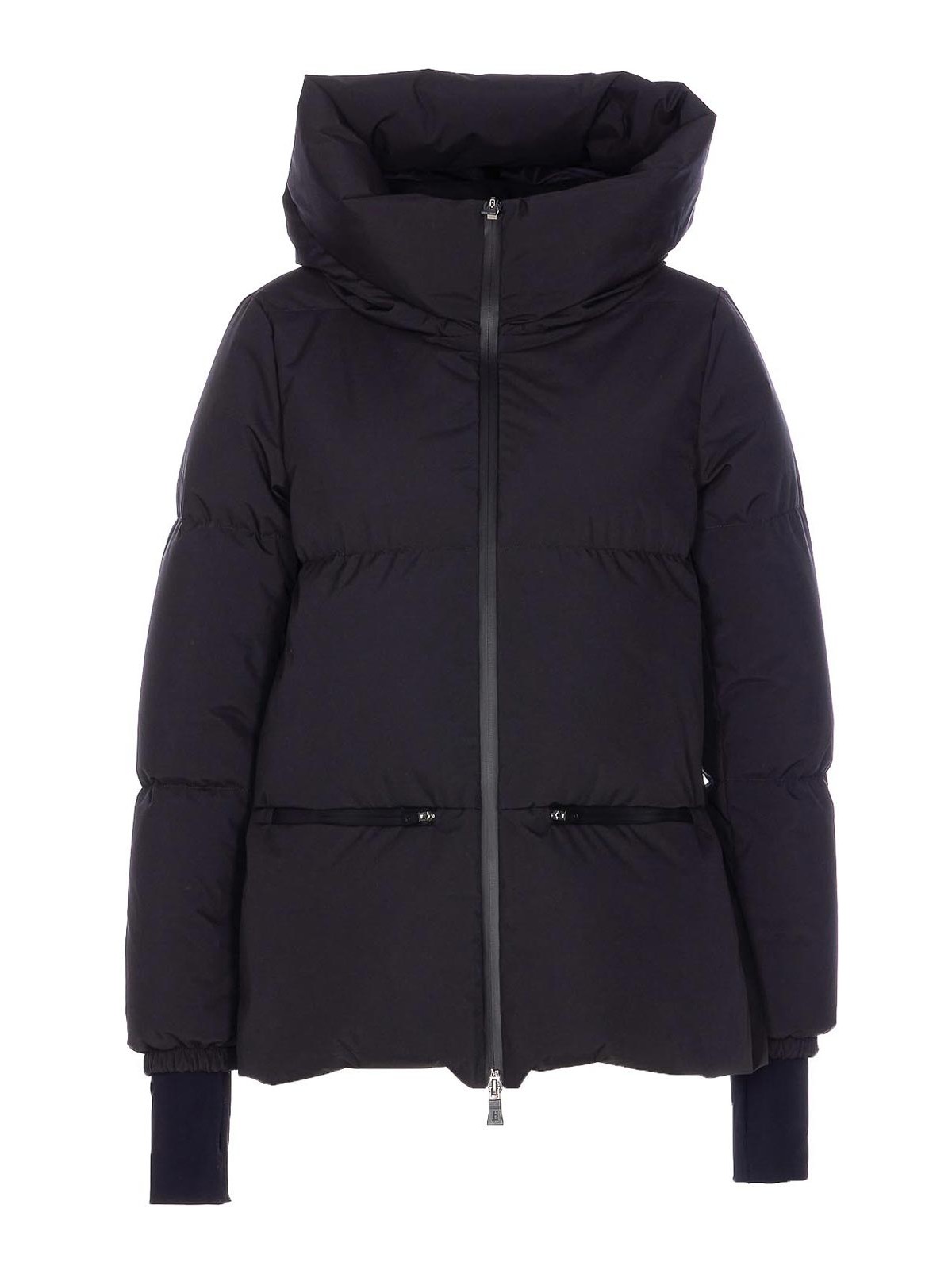 Black Short Down Jacket With Zip Closure