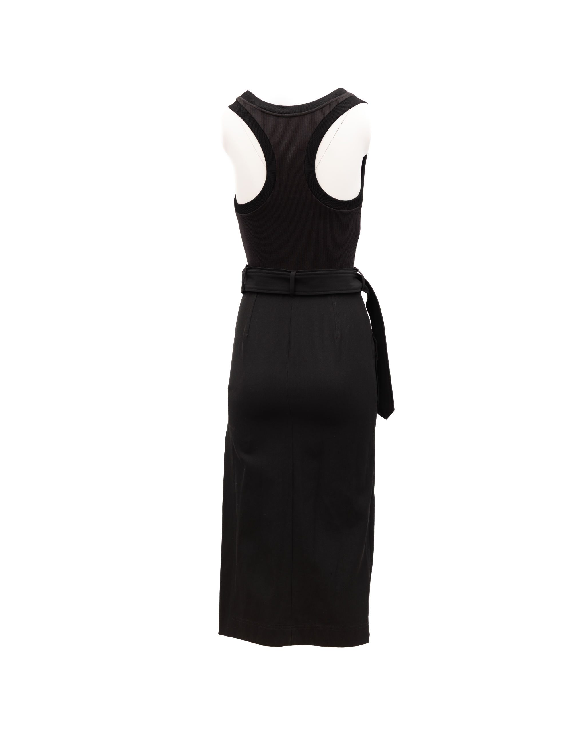 Acetate and Silk Dress — Black