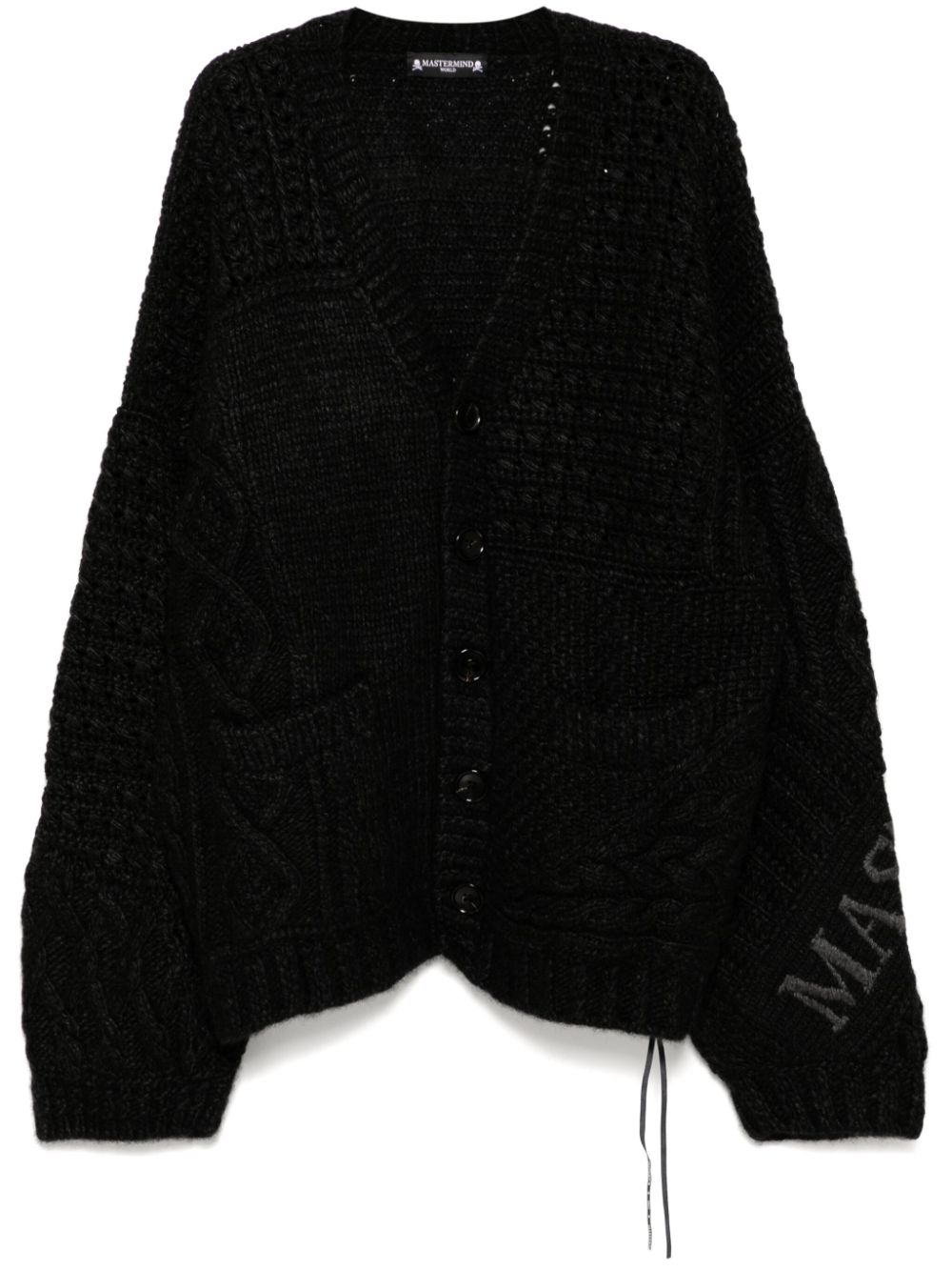Logo cable cardigan - Black
