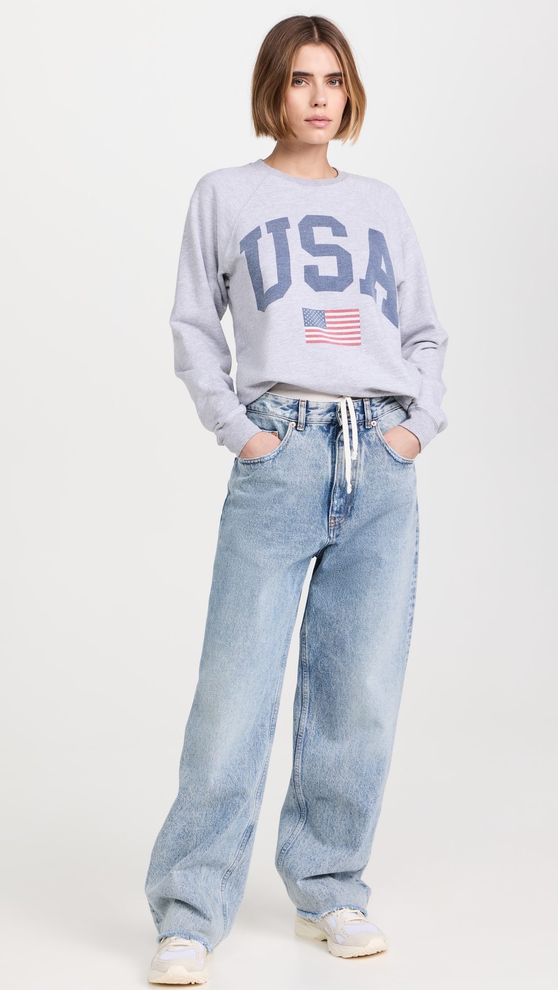 USA Sweatshirt Vintage Heather Grey