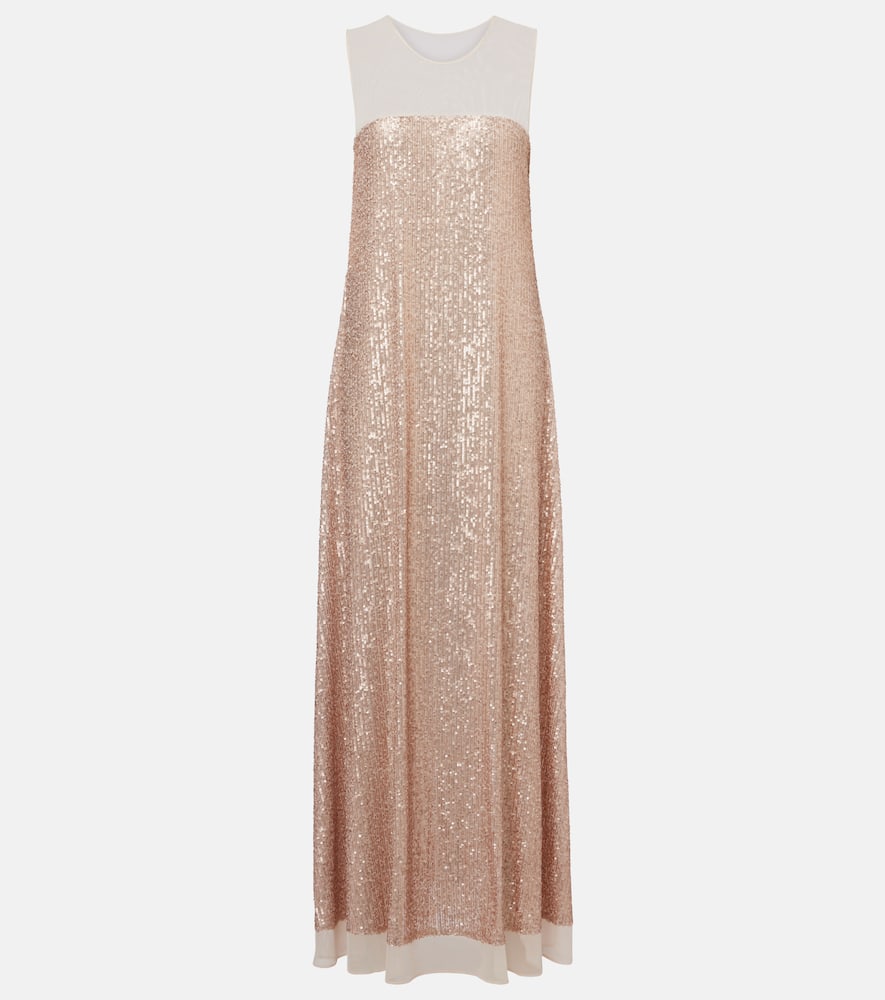 Norma Kamali Floral-applique sequined gown