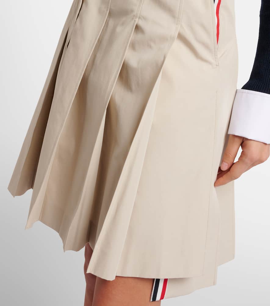 Pleated cotton twill miniskirt