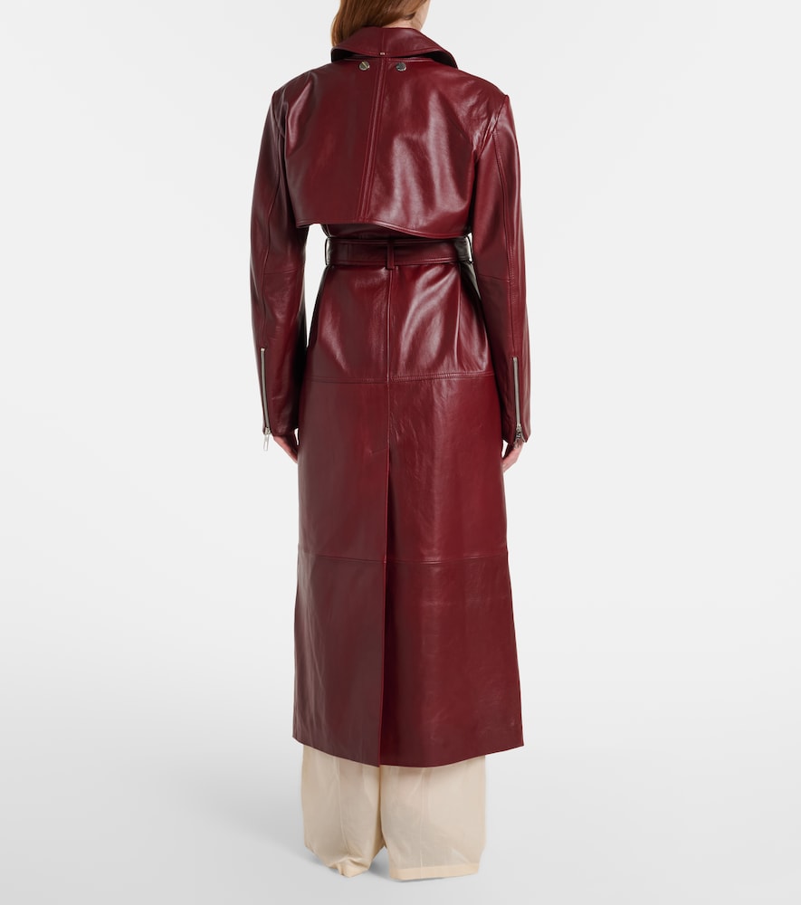 Paste leather trench coat