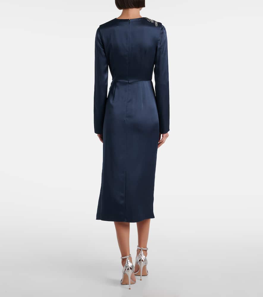 Crystal-embellished satin cady cocktail dress