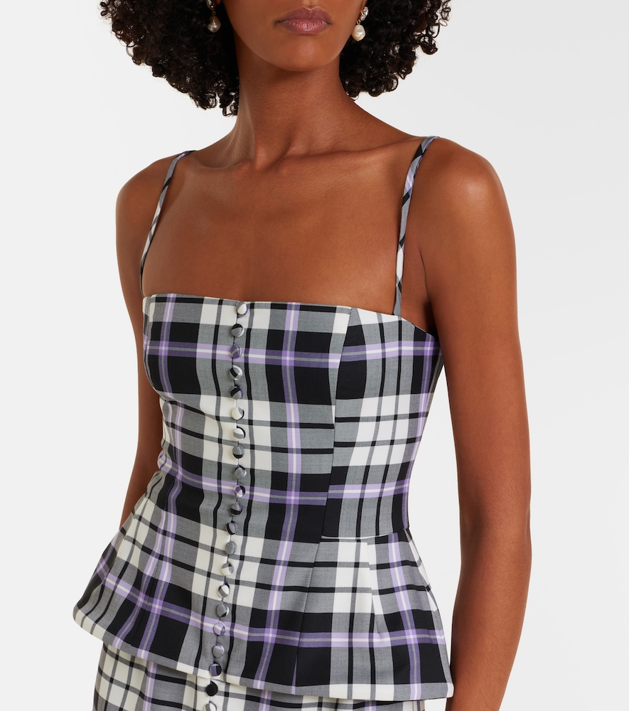 Checked trompe l'ail wool midi dress
