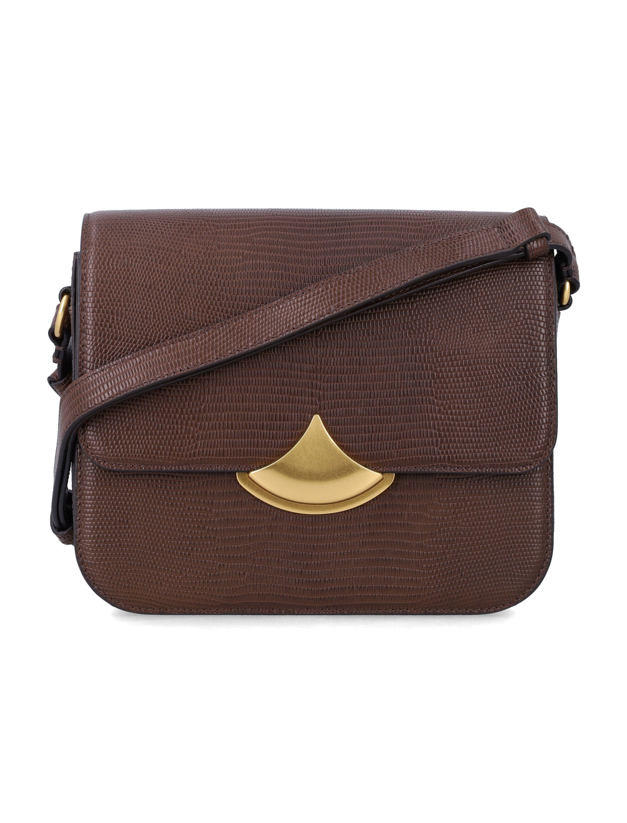 Structured Lizard-Embossed Mini Box Handbag with Adjustable Strap